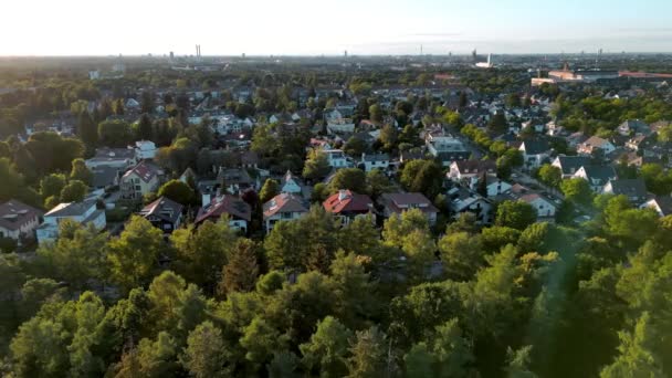 Aerial View Suburban Munich Drone Flying Middle Class Family Houses — Stock Video