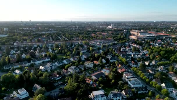 Aerial View Suburban Munich Drone Flying Middle Class Family Houses — Stock videók