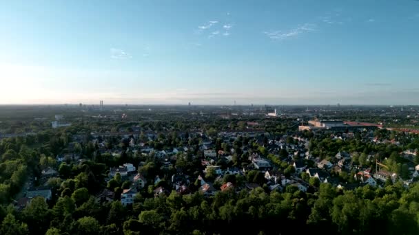 Aerial View Suburban Munich Drone Flying Middle Class Family Houses — Stok Video