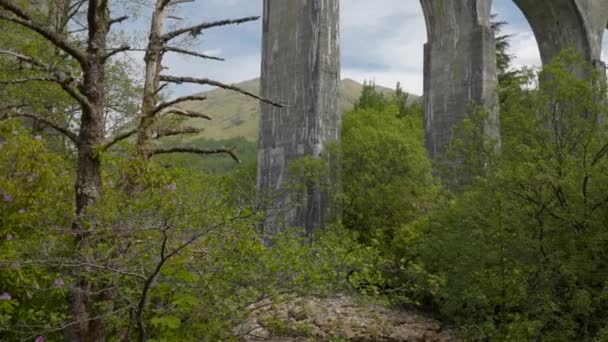 Scotland Train Bridge Viaduct Columns Reveal Shot — Stockvideo