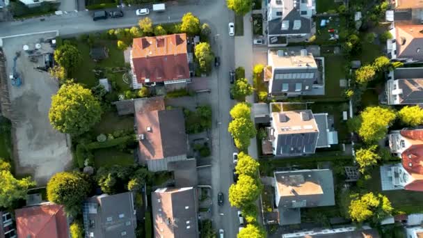 Birdseye Aerial View Suburban Munich Drone Flying Top Middle Class — 图库视频影像