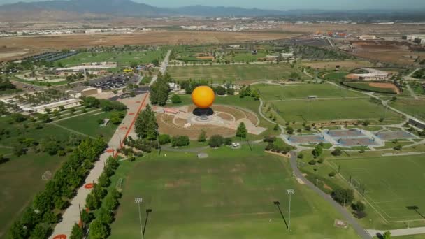 Aerial View Great Park Walking Path Sports Fields Irvine California — Vídeos de Stock