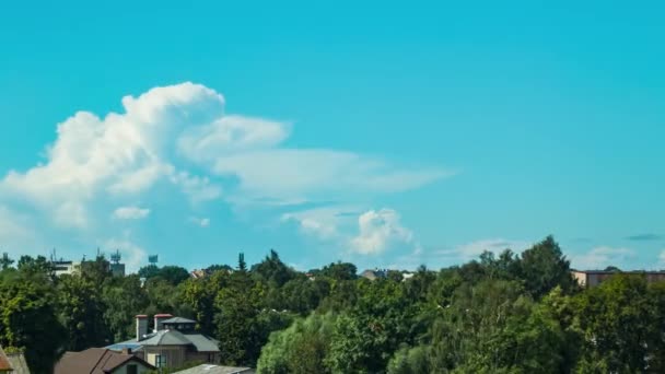 Time Lapse Beautiful White Fast Moving Puffy Cumulus Clouds Green — Video Stock