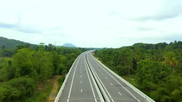 Expressway Drone Footage Transportation Industry Economy Development Roods Forest Transport — Vídeo de Stock