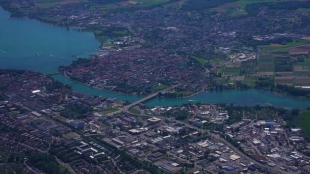 View Out Small Airplane Beautiful City Konstanz Lake Bodensee South — Stockvideo