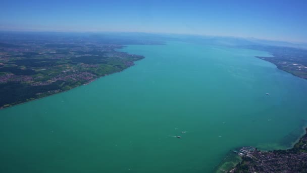 View Out Small Airplane Beautiful Green Lake Konstanz Bodensee Germany — Vídeo de Stock