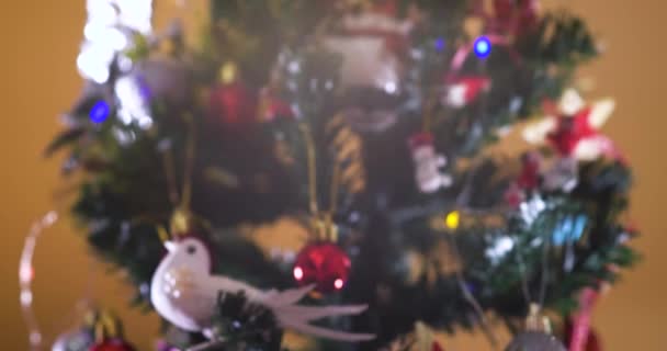 New Year Decorations Christmas Tree White Chicken — Stockvideo