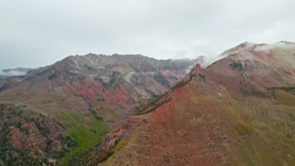Telluride Colorado Usa Aerial Drone View American Mountain Ridge Landscape — Stockvideo