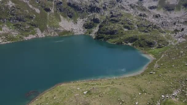 Drone Footage One Fontargente Lakes Pyrenees Mountains — Video