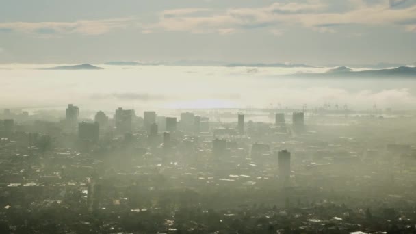 Cape Town City Bowl Enveloped Low Cloud High Risers Visible — Stockvideo