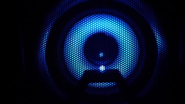 Speaker Blue Neon Light Flashing Music Festival Concept — Vídeos de Stock