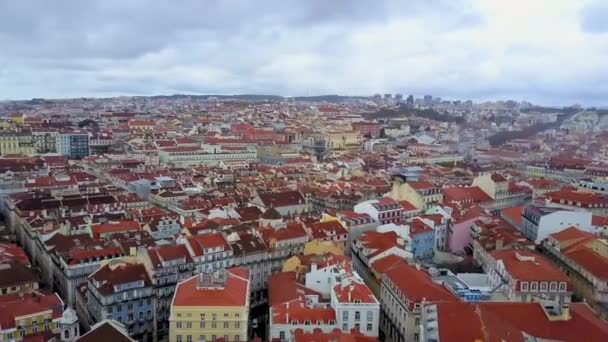 Travelling Drone Shoot Image Historic Old Town Lisbon Alfama Portugal — Stockvideo