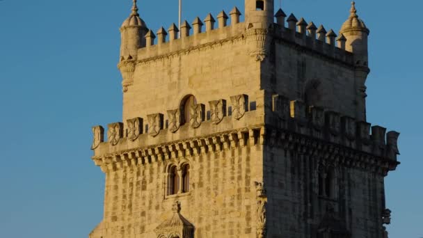 Sunrise Torre Belem Belem Tower Lisbon Portugal — Vídeos de Stock