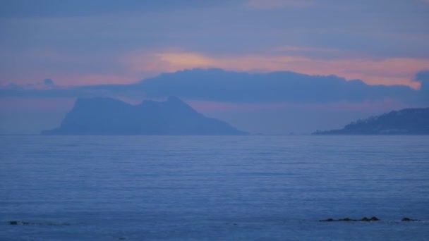 Wide View Beach Costa Del Sol Spain Sunset Cloudy Day — Vídeos de Stock