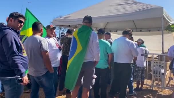 Pro Gun Protest City Brasilia Brazilian President Bolsonario Signed Decree — Stockvideo