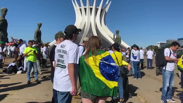 Pro Gun Protest City Brasilia Brazilian President Bolsonario Signed Decree — 图库视频影像