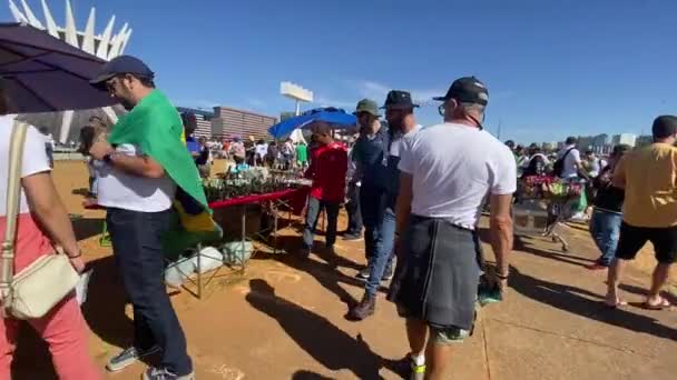 Pro Gun Protest City Brasilia Brazilian President Bolsonario Signed Decree — Stock video