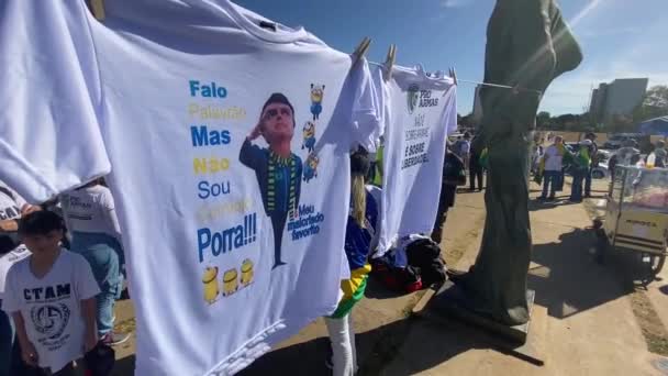 Pro Gun Protest City Brasilia Brazilian President Bolsonario Signed Decree — Stockvideo