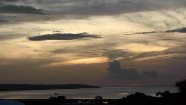 Rio Negro Black River Feeds Amazon River Wide Angle Sunset — Stock video