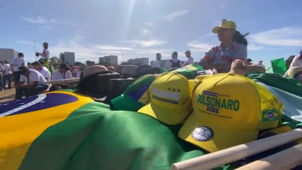 Pro Gun Protest City Brasilia Brazilian President Bolsonario Signed Decree — Stock video