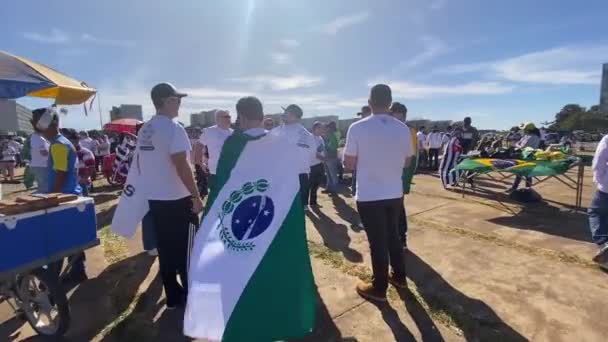 Pro Gun Protest City Brasilia Brazilian President Bolsonario Signed Decree — Vídeos de Stock