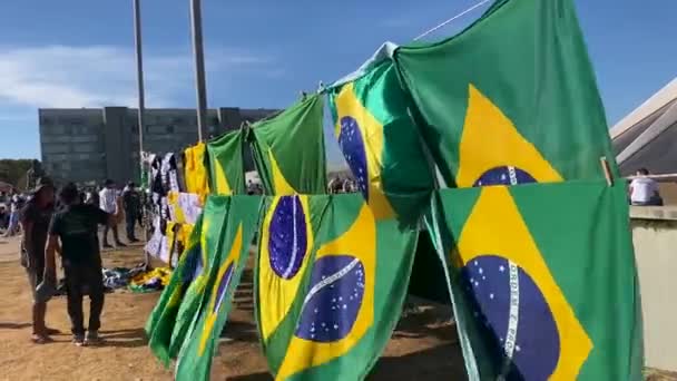 Pro Gun Protest City Brasilia Brazilian President Bolsonario Signed Decree — Stock video