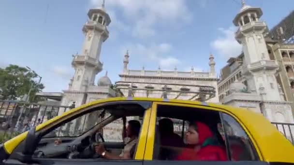 Zewnątrz Jama Masjid Bandra West Meczet Bombaju Indie Ruchu Ulicy — Wideo stockowe