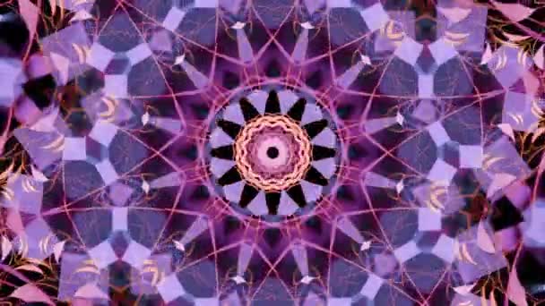 Κρύσταλλο Mandala Θραύσμα Μωβ Αποχρώσεις Λεβάντας Γρήγορη Trippy Trance Φως — Αρχείο Βίντεο