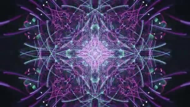Ιερή Κοσμική Mandala Γραμμές Σύντηξης Μωβ Teal Πράσινο Και Ξεθωριασμένο — Αρχείο Βίντεο