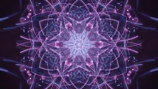 Sacred Cosmic Mandala Lines Fusion Purple Blue Rosette Fast Trippy — Vídeo de Stock