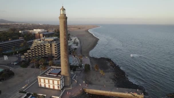 Maspalomas Lighthouse Resort Touristic Town Beach Canary Islands — Stockvideo