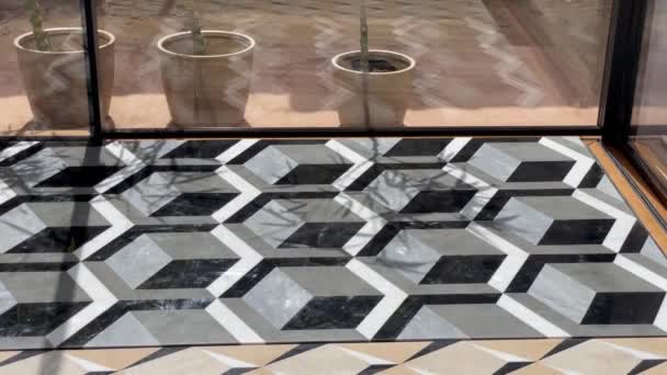 Marble Geometric Design Flooring Building Tilt — ストック動画