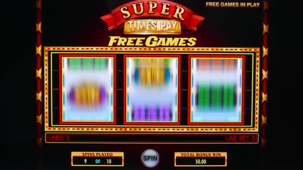 Close Man Played Slot Machine Got Big Win Computer Screen — Wideo stockowe