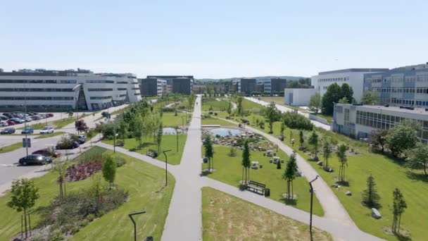 Faculty Biology Eco Park University Gdask Aerial Drone Shot — Vídeos de Stock