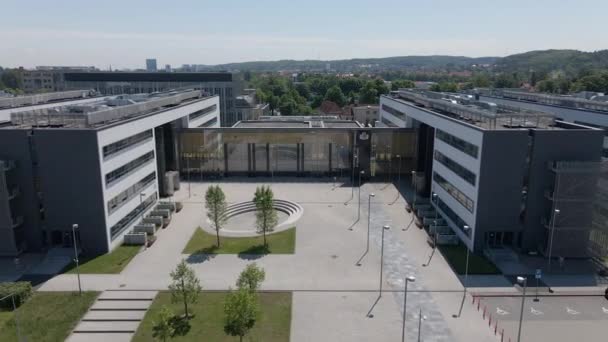 Aerial Drone Shot Faculty Chemistry Exterior University Gdask Campus — Vídeo de Stock