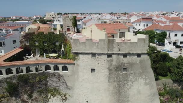 Αεροφωτογραφία Στενά Γύρω Από Forte Clemente Στη Vila Nova Milfontes — Αρχείο Βίντεο