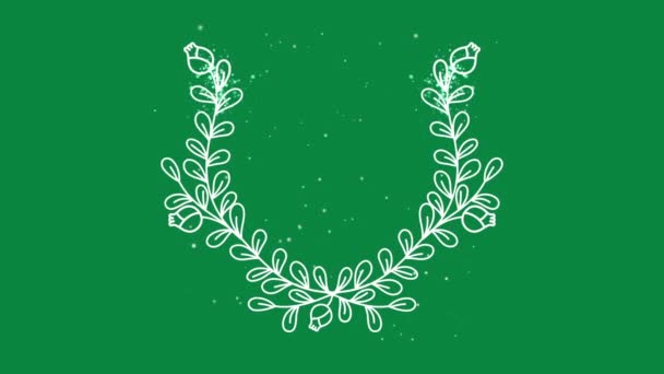 Wedding Floral Badge Green Screen Floral Animated Badge Wedding Winning — Αρχείο Βίντεο