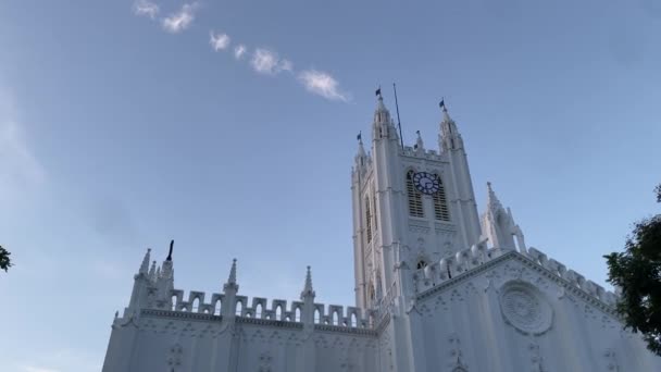 Кадровая Съемка Собора Святого Павла Калькутте Кафедральный Собор Святого Павла — стоковое видео