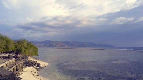Γύρω Από Σημείο Ηλιοβασιλέματος Στην Παραλία Στο Βάθος Lombok Tranquil — Αρχείο Βίντεο