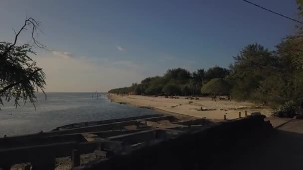 Abandoned Broken Ghost Bar Beach Great Aerial View Flight Fly — 图库视频影像