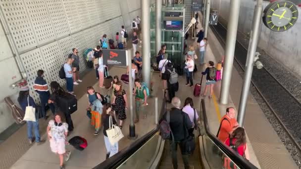 Pov Person Going Escalator Valence Tgv Station Valence France — Stok video