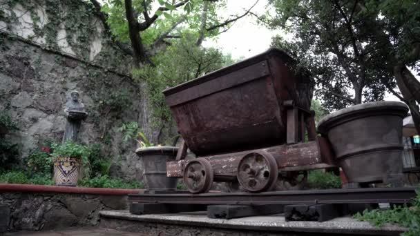 Antique Rail Wagon Backyard — Video Stock