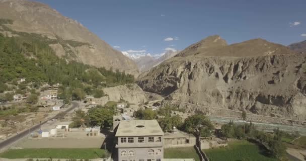 Estrada Montanha Hunza Valley Ganish Village Gilgit Baltistan Paquistão — Vídeo de Stock