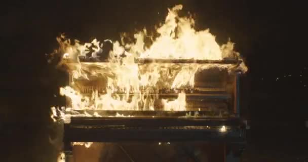 Burning Piano Slow Motion — Video