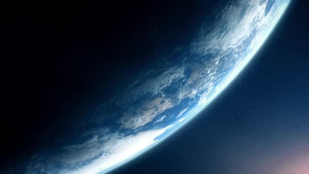 Cinematic Rendering Planet Earth Sunrise View Space Vibrant Blue Sky — Wideo stockowe