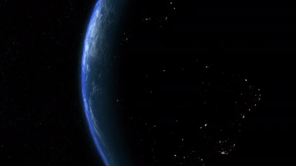 Cinematic Rendering Planet Earth Sunrise View Space Vibrant Blue Sky — Video