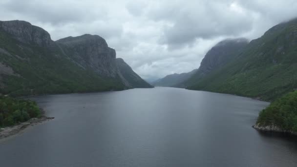 Aerial Hyperlapse Lake Tysdal Norway Norwegen — Stockvideo