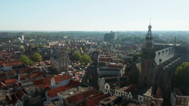 Sint Jan Church Old Town Hall Building Downtown Gouda Netherlands — Stok video