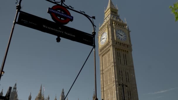 Low Angle Shot Famous Iconic Big Ben Clock Tower Westminster — Video