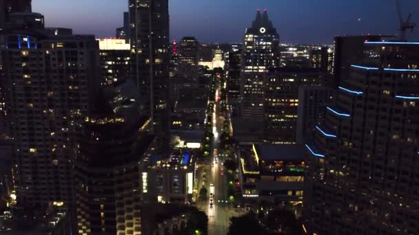 Drone Downtown Austin Capital Night 2022 — Stock video